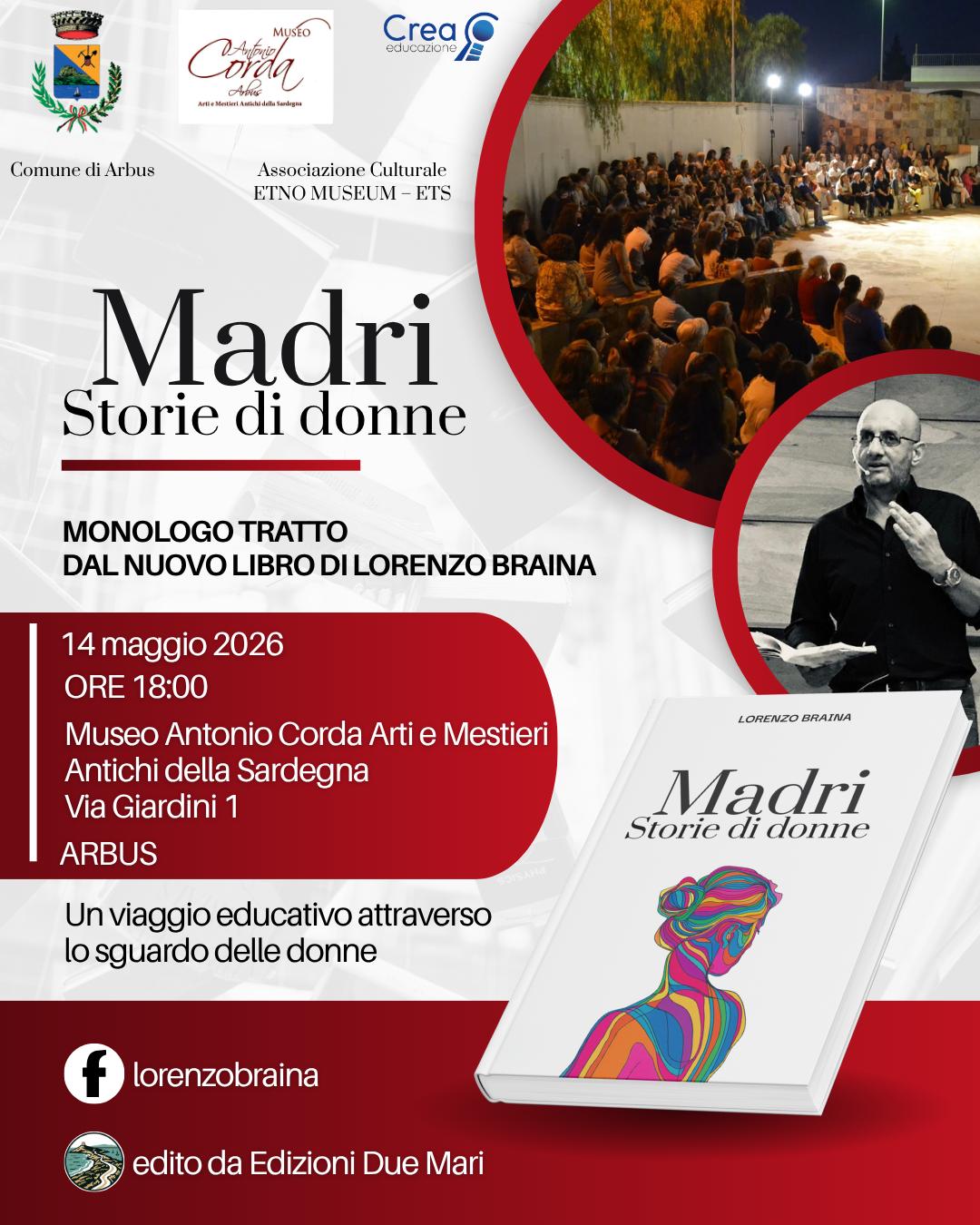 locandina incontro lorenzo braina 14 maggio museo corda via giardini 1 Arbus, logo comune di arbus e museo corda e crea educazione