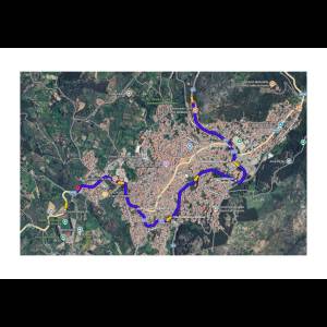 Mappa del centro abitato di Arbus con evidenziato il Passaggio 2ª Tappa “Giro di Sardegna 2026”