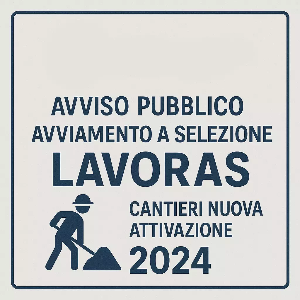 Avviso pubblico LAVORAS 2024 con icona operaio.