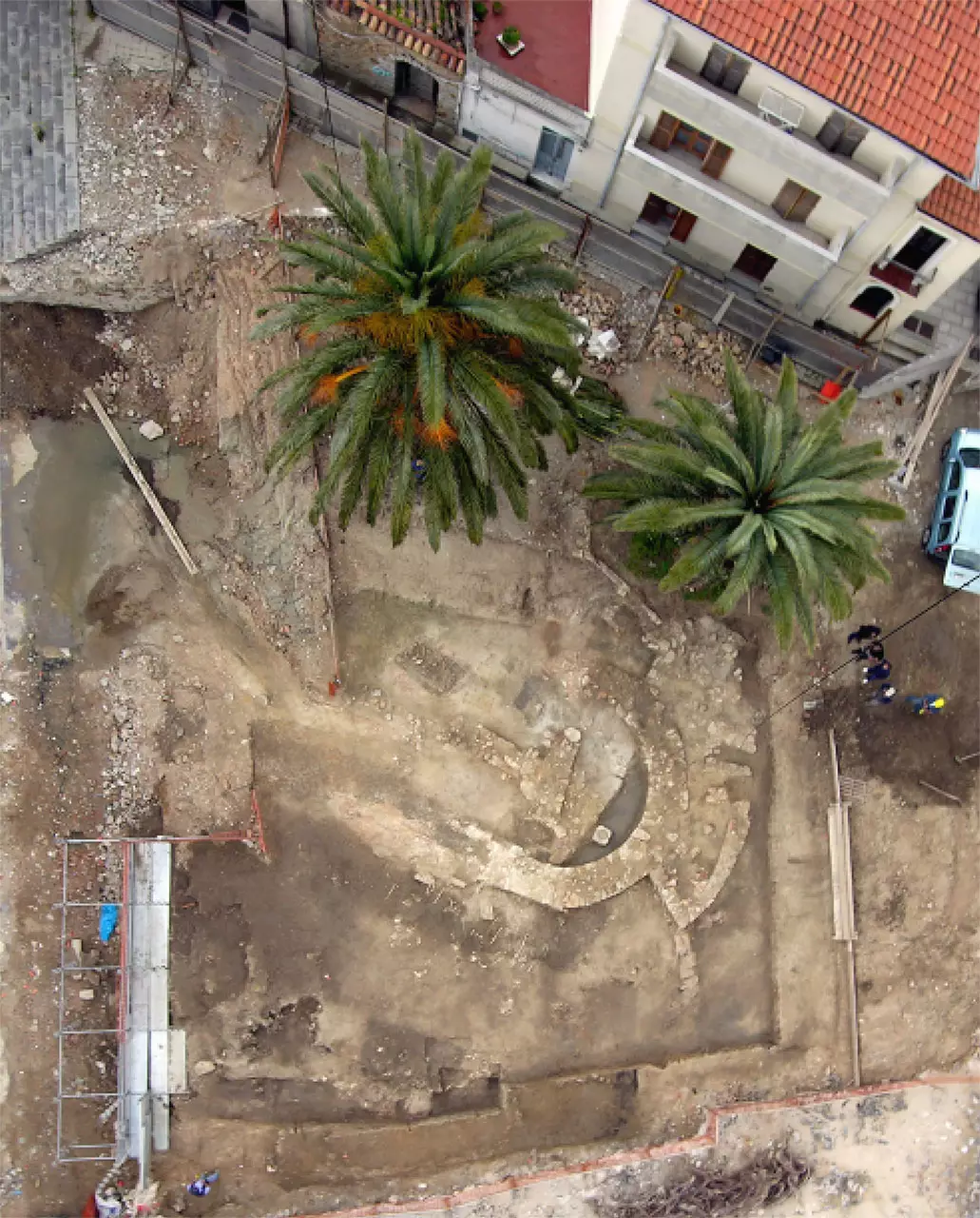 San Lussorio, foto aerea degli scavi (foto Soprintendenza Archeologia della Sardegna)