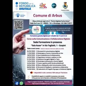 Locandina Progetto Digito Ergo Sum - Comune di Arbus Linea di intervento 4: Comunicazione collaborazione digitale
